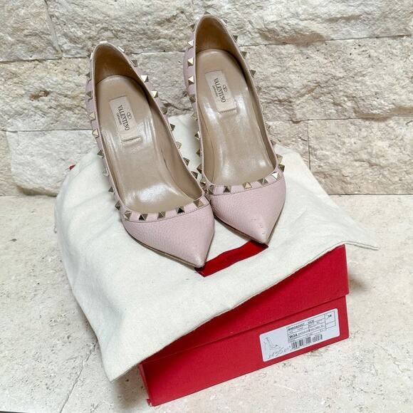 Valentino Garavani Rockstud Grainy Leather 100mm Pump Water Rose - Picture 16 of 16